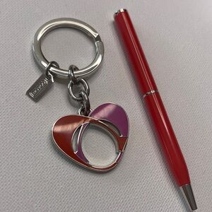 Coach Orange and Pink Heart Keychain with a Orange Coach Pen